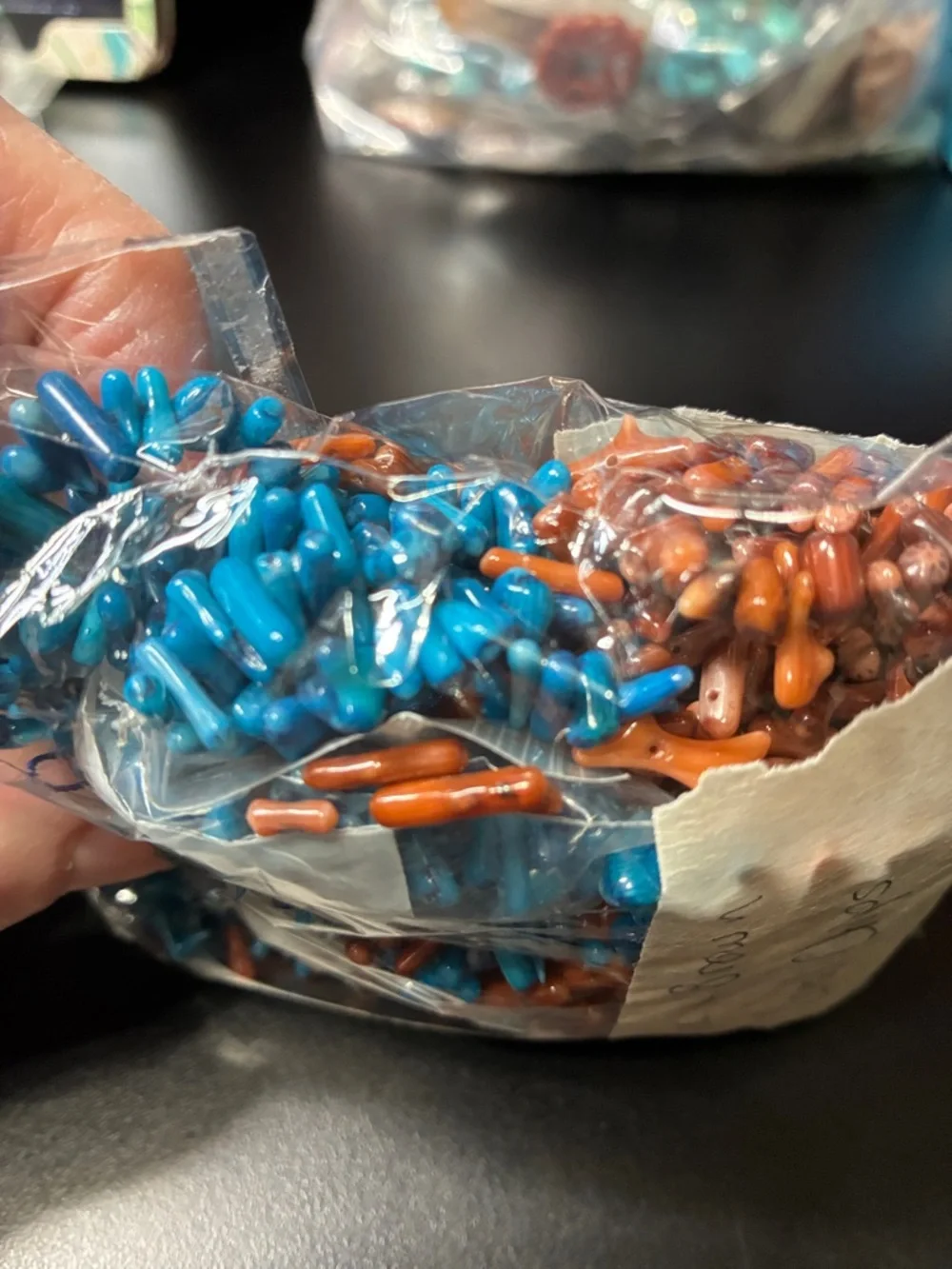 Lot of Blue and Brown Coral Chip gemstone Bead Strands - Picture 7 of 7